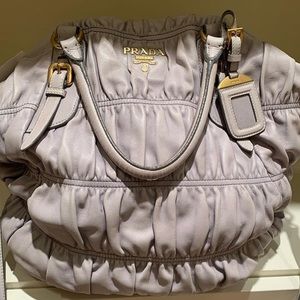 Prada Rouched Nappa Gaufre Leather Crossbody Bag